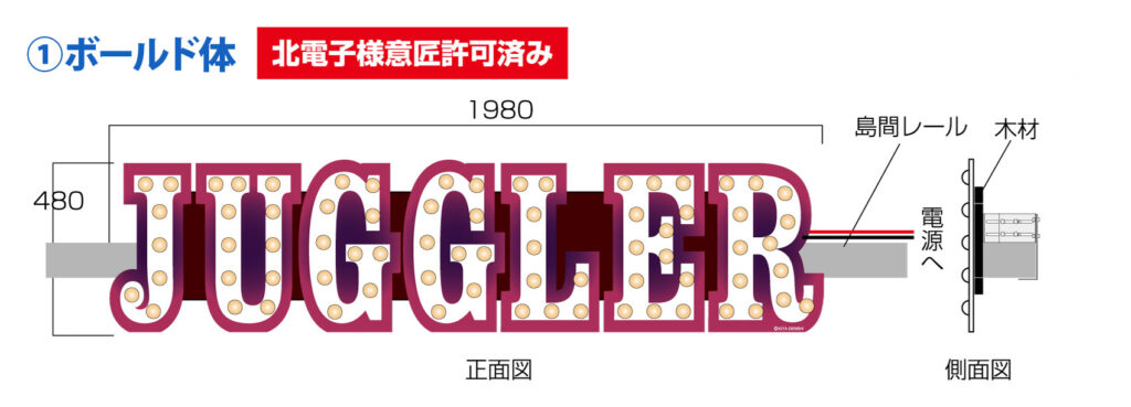 ①ボールド体 のジャグラー ウォールマーキーラインナップ